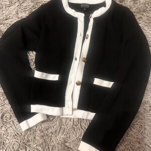 Ch—— * du pe Black and White Cardigan with Gold Buttons